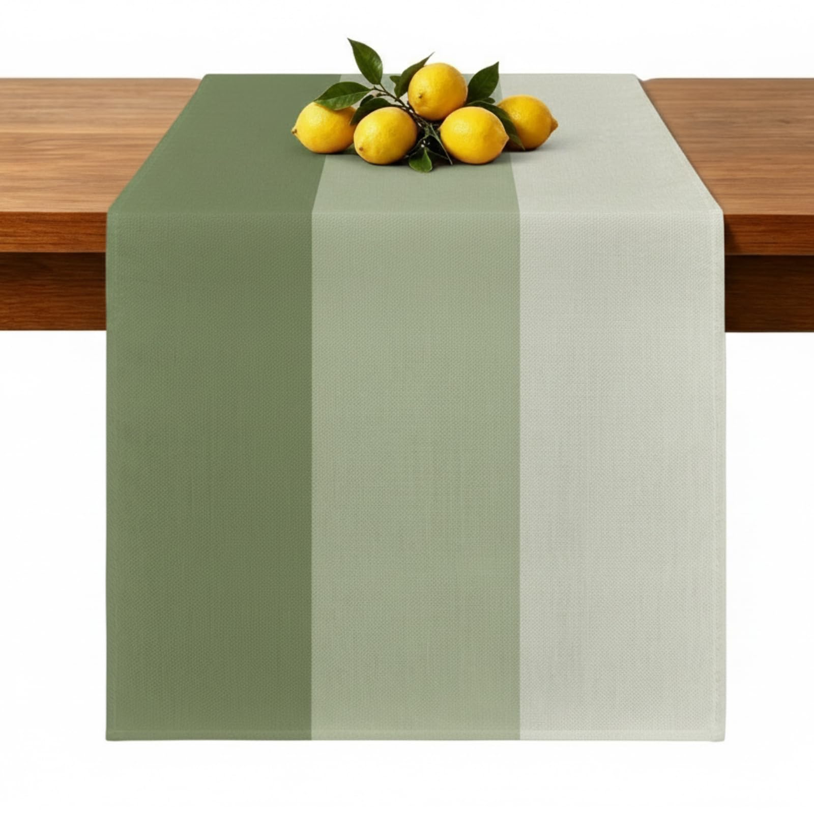 Beige Green Table Runner Washable Linen Look 40 x 200 cm Rustic — image 1
