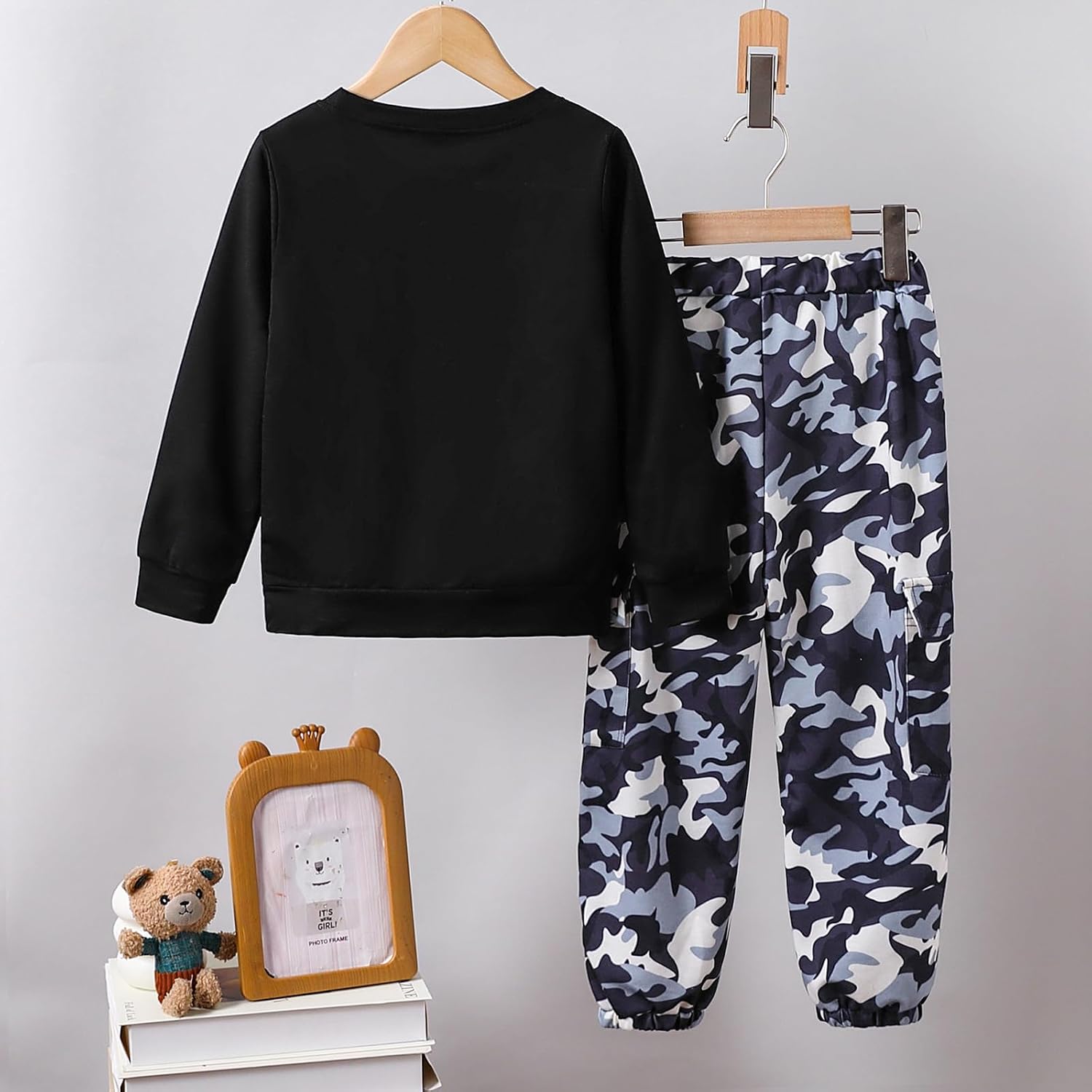 Boy Clothes Plant Camouflage Pants LA Letter Print Top Sweatsuit Fall Boys Outfits Set