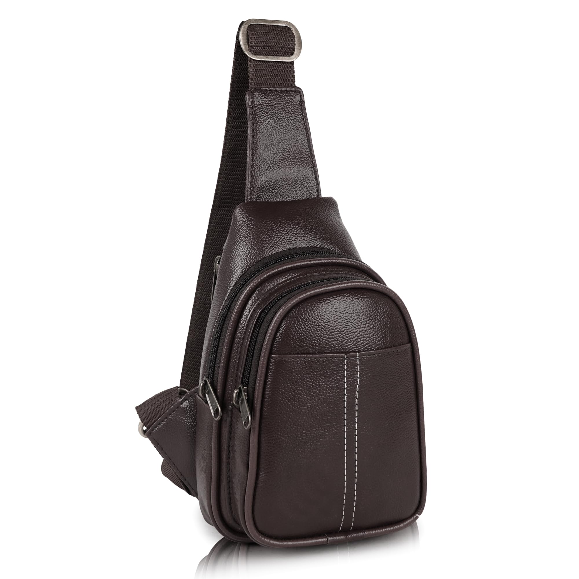 half moon Vintage Crossbody Sling Bag for Men Slim Vegan Leather Chest Bag for Men Women Small Shoulder Side Bag Water-resistant Mobile Passport Bag Travel Office-picture-27