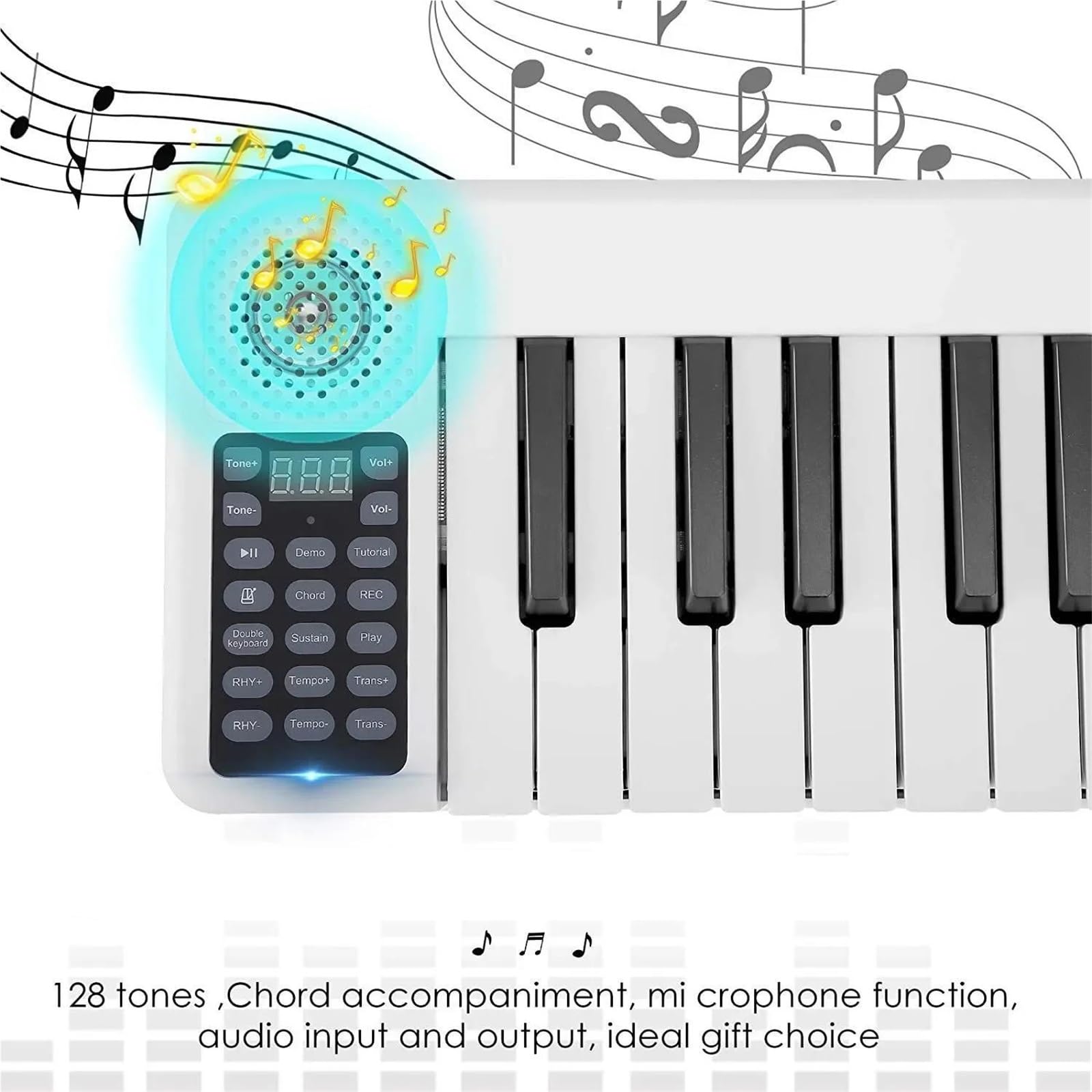 Tastiera Elettronica Digitale Multifunzionale Pieghevole Portatile A 88 Tasti Per Strumento Musicale(EU white)