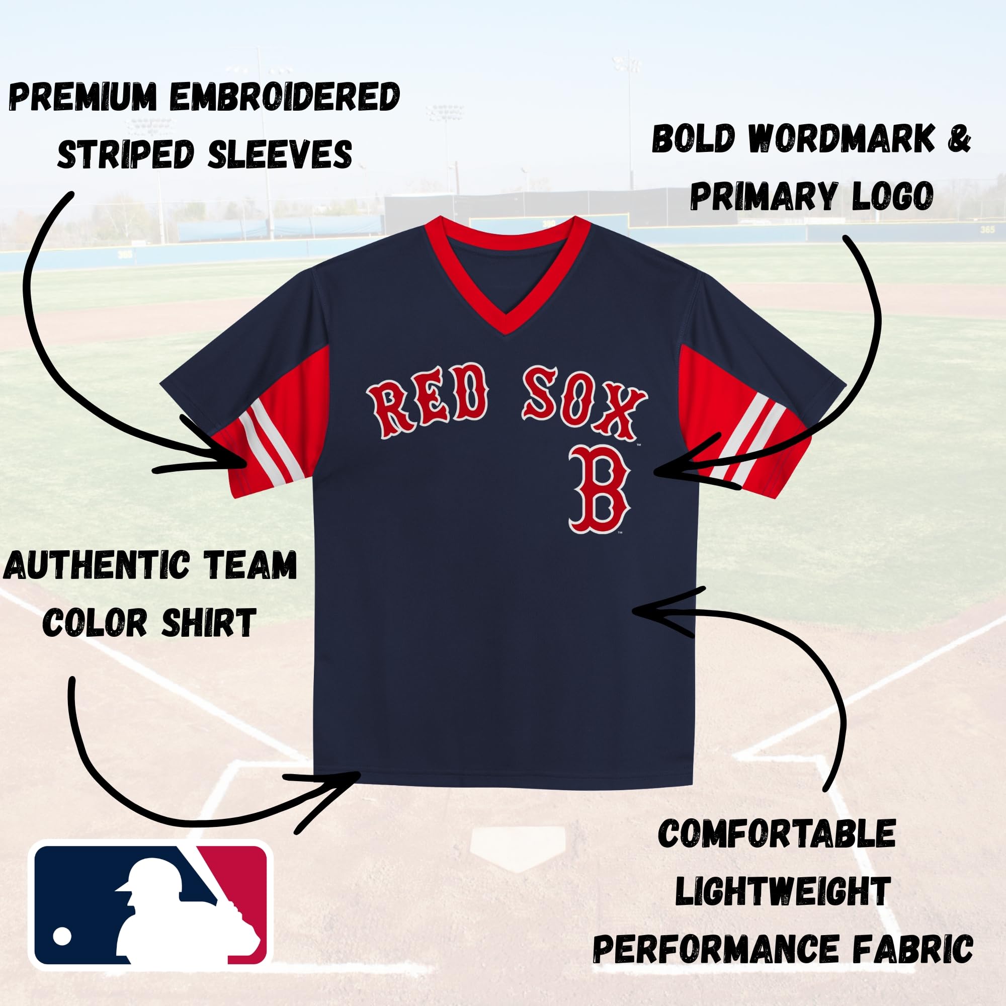 MLB Toddler 2T-4T Officially Licensed Team Color Primary Logo Baseball Fashion Top V-Neck Jersey - 4