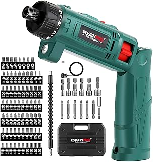 Cordless Screwdriver, 82Pcs 10N.m, POSENPRO 8V Electric Power Screwdriver, 21+1 Torque Gears, Cordless Screwdriver Rechargeable Set, 1/4'' Hex Self-Lock Chuck, LED Light, Adjustable 2 Position