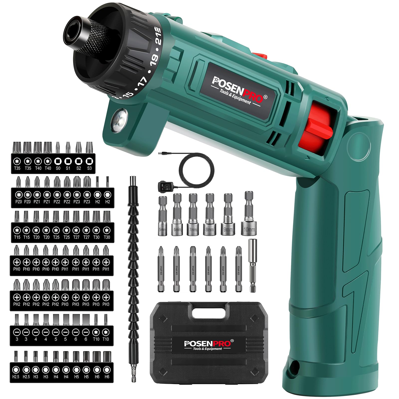 Buy Cordless Screwdriver, 82Pcs 10N.m, POSENPRO 8V Electric Power