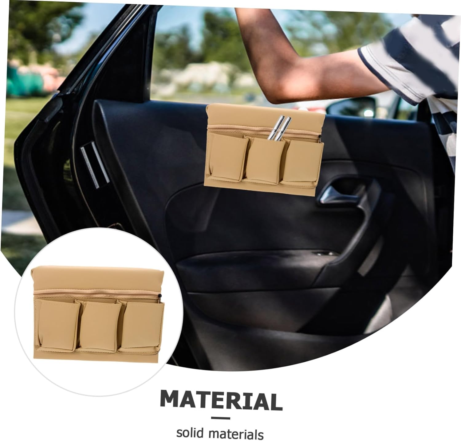 Car Window Armrest Storage Box Leather Organizer with Multiple Pockets 4.33X7.09X4.33 Inches Car Door Elbow Rest for Driver Side with Spacious Storage