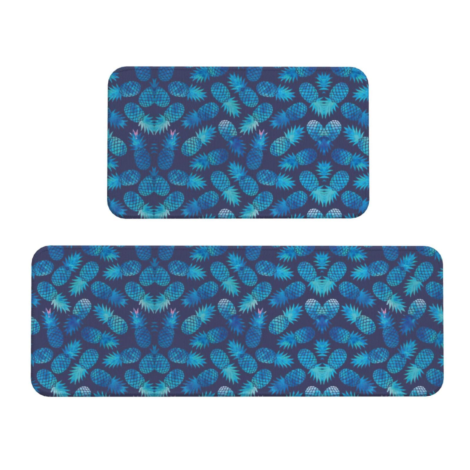 Tapis de cuisine antidérapants motif ananas bleu tapis de sol évier