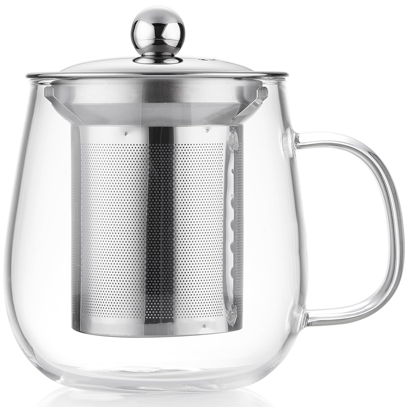 DOPUDO Glass Tea Cup with Infuser and Lid, 17.6oz/520ml Large Borosilicate Teacup,Tea Glass, Clear Mug for Loose Leaf Tea, Blooming Tea, Microwave & Dishwasher Safe - Tea Maker Gift for Birthday.: 17.6oz