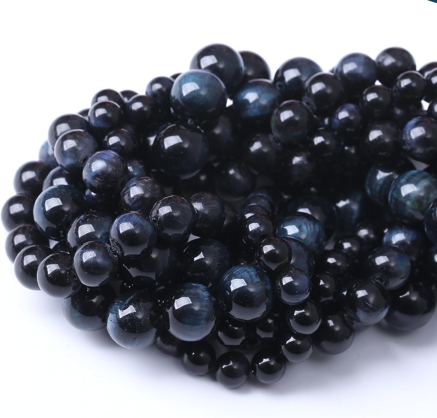 6MM Blue Black Tiger Eye Round Loose Beads Natural Gem Beads Crystal Energy Stone Beads for Jewelry Making DIY Bracelet Necklace - Image 4