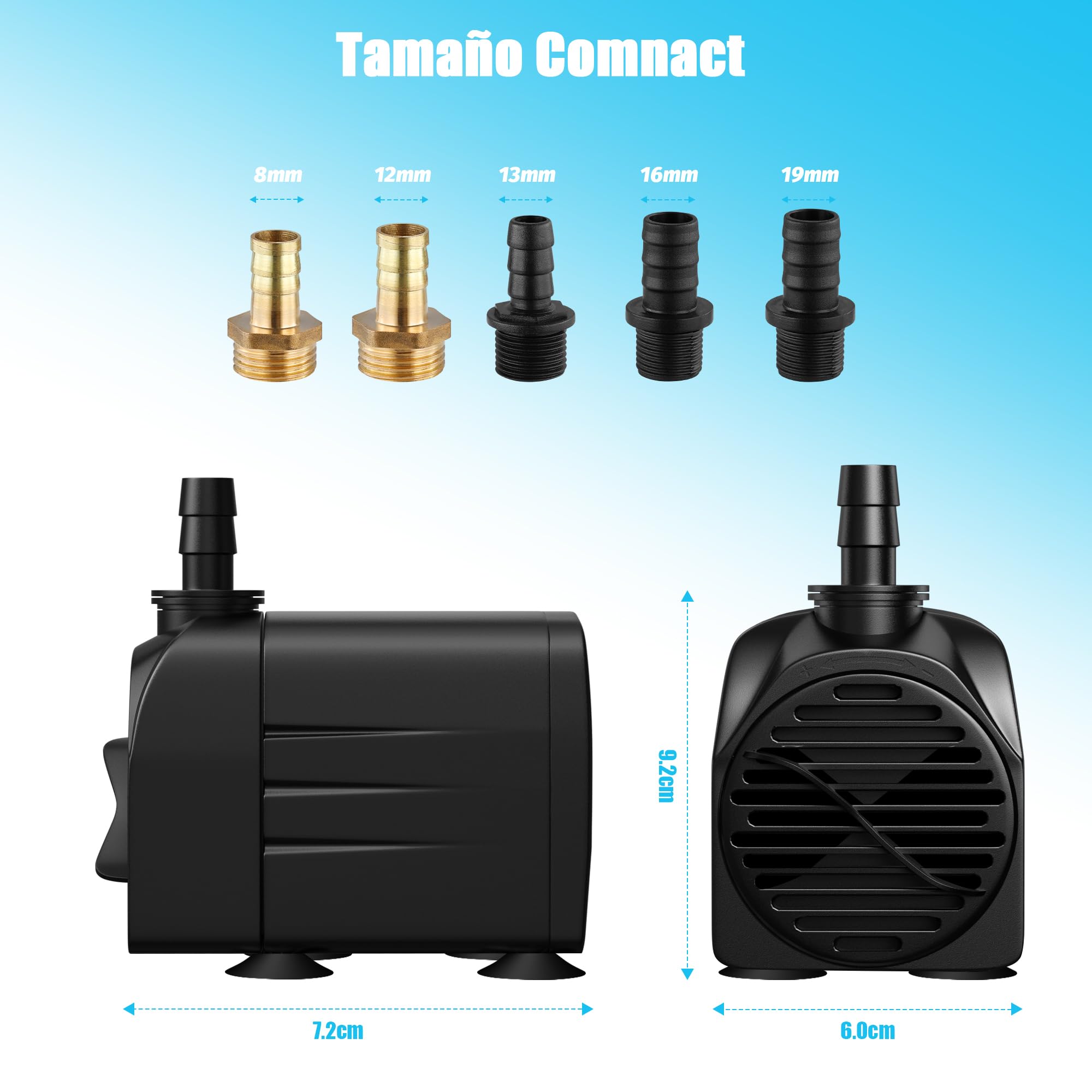 LNICEZ Bomba de Agua 25W/2000L/H para Acuario y Fuente de Estanque - Altura Máxima 2.2m, Sumergible — view 6