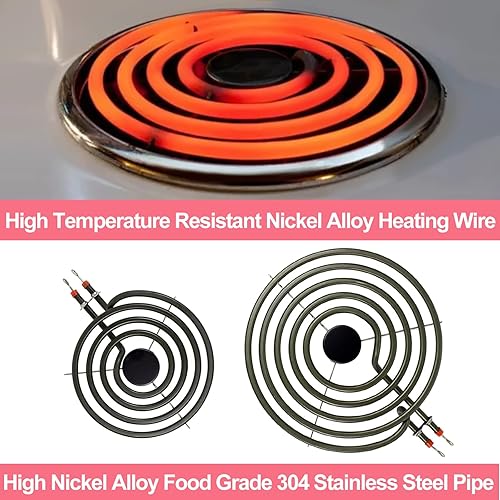 Miniatura 5 de LXun MP22YA Mejorado Paquete de 2 Unidades de Elementos Quemadores de Estufa Eléctrica, 1 x MP21YA de 8" y 1 x MP15YA de 6" Quemadores de Estufa