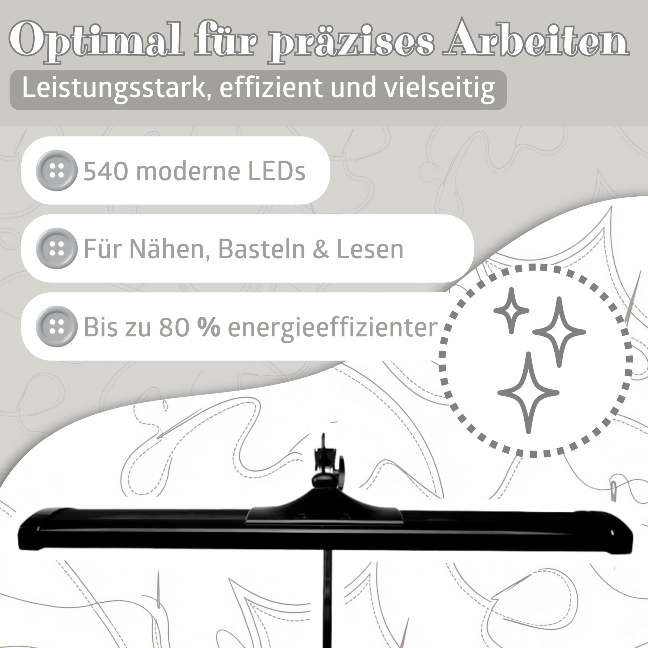 SEMPLIX LED Arbeits-Tischlampe mit 540 LEDs – dimmbar & augenschonend – 5 Lichtstufen – flexibel dreh- & schwenkbar – mit Tischklemme