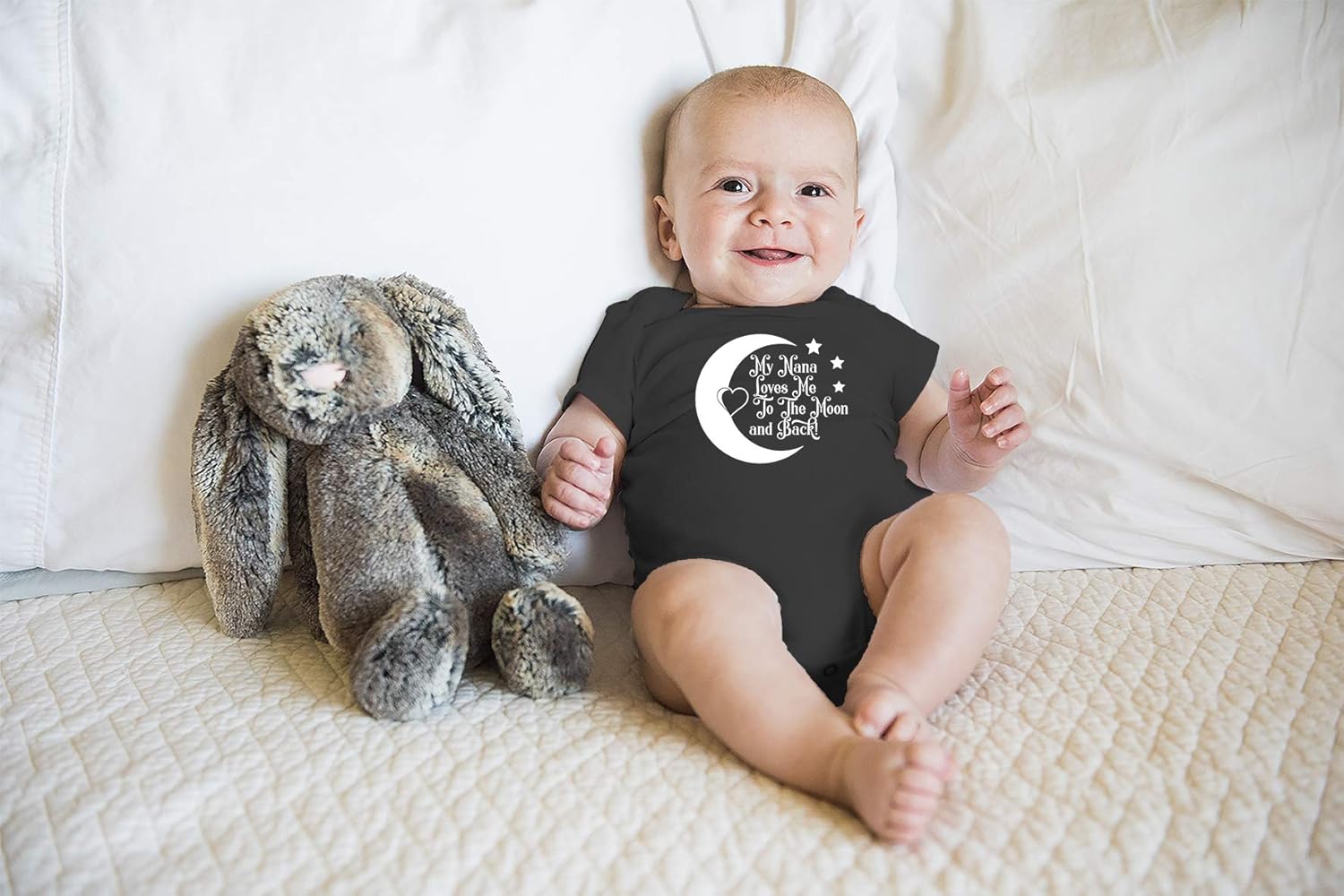 My Nana Loves Me to The Moon and Back - Funny Baby Essentials Bodysuit - Newborn Boy Clothes - Image 3