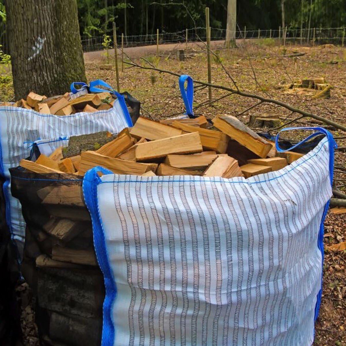 Kaminholz Bag Woodbag Firewoodbag Brennholz luftdurchlässige BigBag Holzsack Holzbag Big Bag 90 x 90 x 140 cm (1 Stück)
