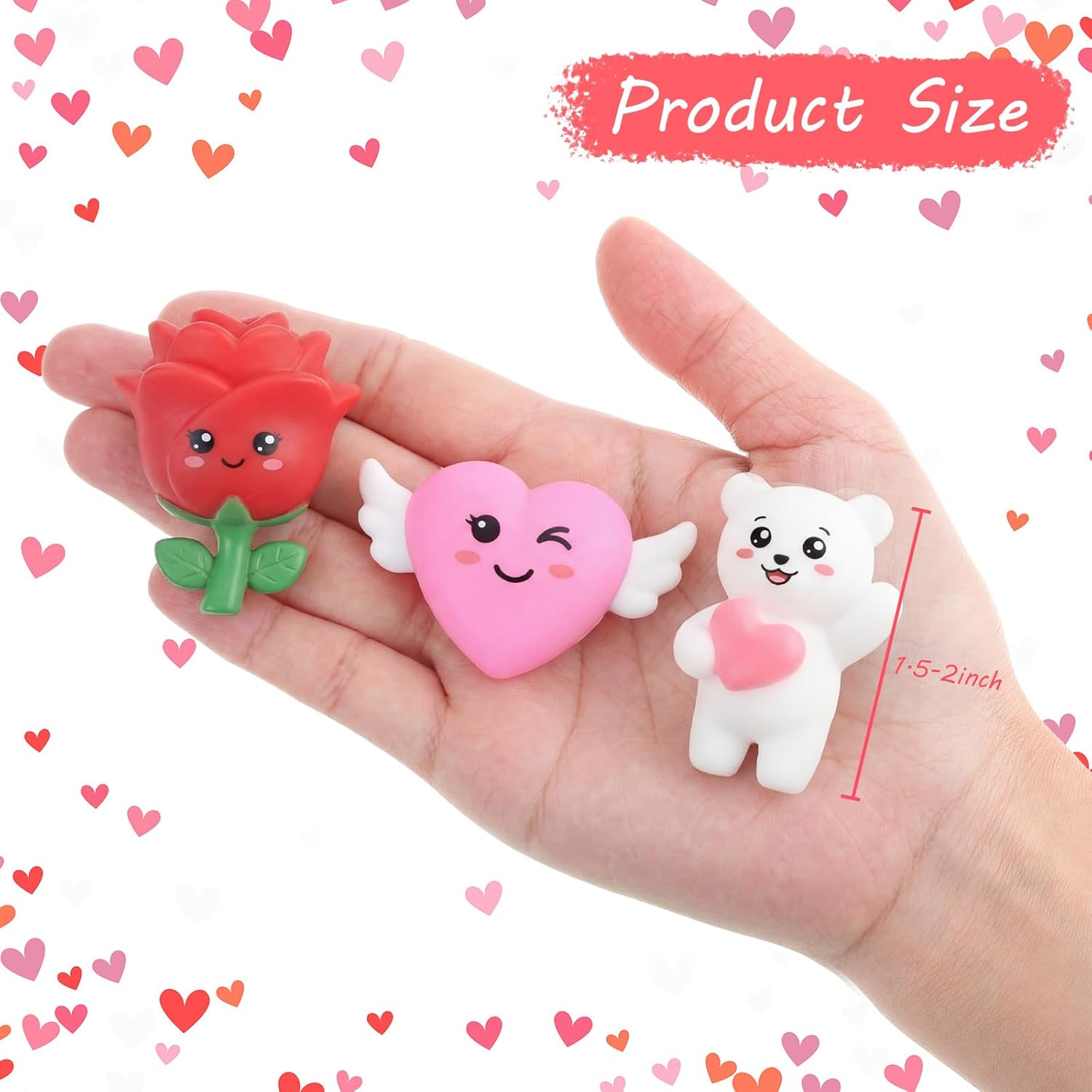 Civaner 40 Pcs Valentine‘s Day Squeeze Balls Heart Stress Balls Valentine‘s Day Gifts for Kids Kawaii Cute Stress Relief Toy Foam Toy for School Valentine‘s Day Party Bag Gifts Fillers