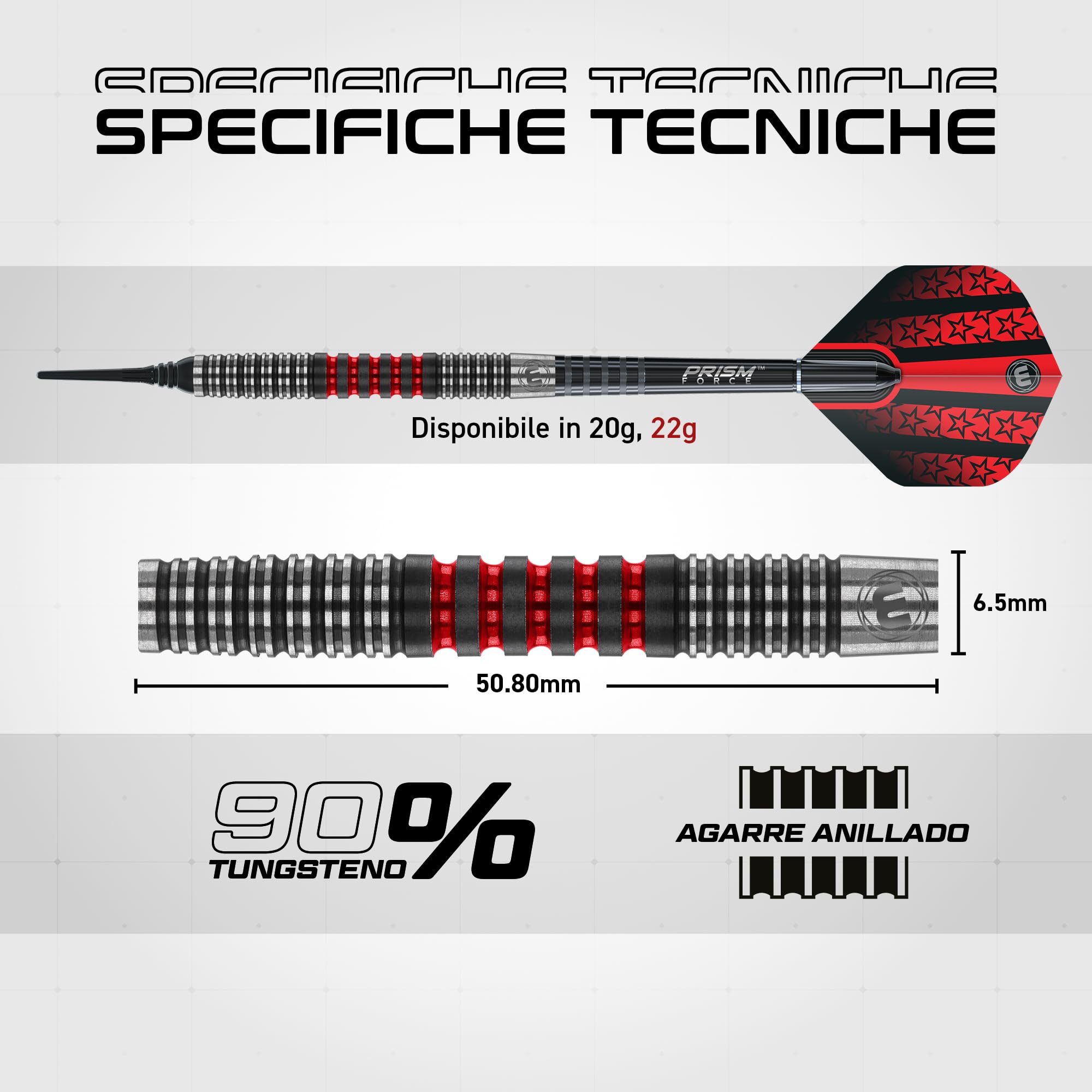 WINMAU | Freccette Joe Cullen 22g Softip | Tungsteno | Voli e Aste Incluse