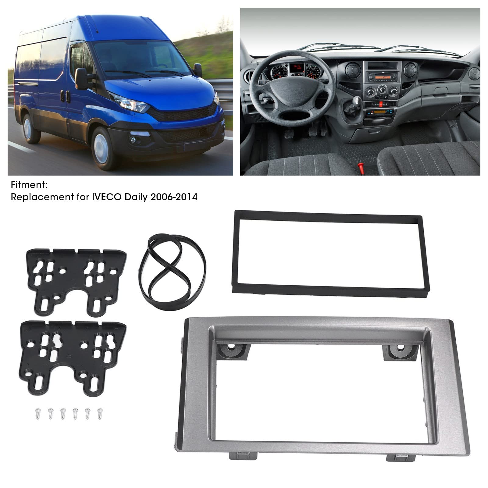 Autoradio stereo, 2DIN Car Stereo Radio Fascia CD DVD Cruscotto di ricambio per IVECO Daily 2006-2014