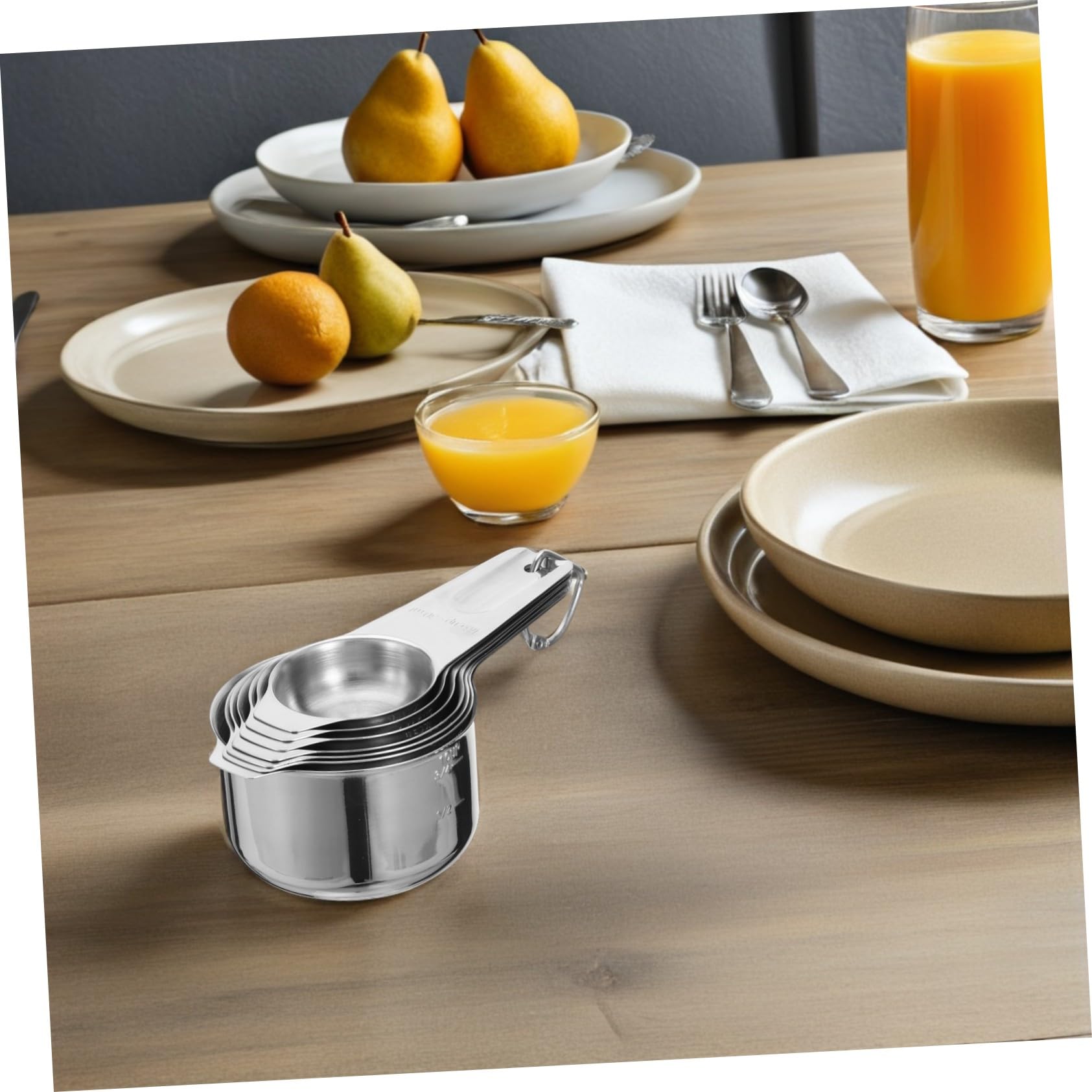 2 Juegos Completo de Tazas y Cucharas Medidoras Inoxidable Duraderas y Ergonómicas para Ingredientes Secos y Líquidos Cocina y Repostería Anidadas para Precisión Profesional