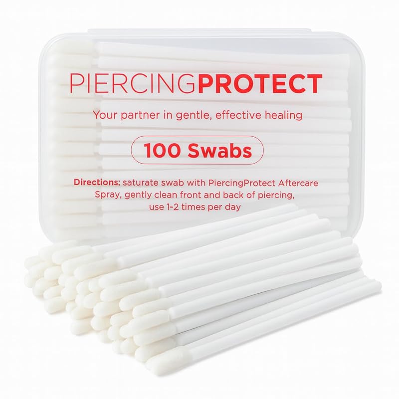 Piercing Protect Hastes para cuidados de piercing com pontas de esponja de microfibra, sem fiapos, pacote com 100 unidades