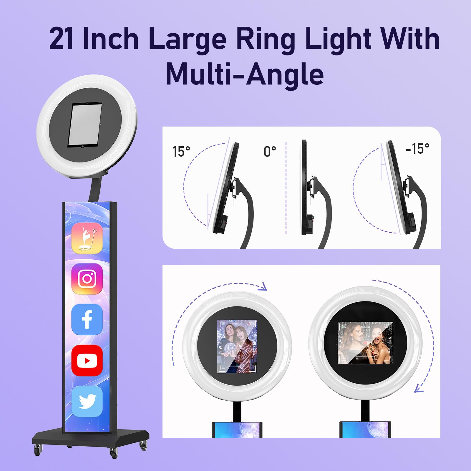 Ring Light Pro Con Viaggio - Kit Foto Booth IPad, Luce Anello RGB Regolabile Con Telecomando Per Selfie, Trucco, TikTok E Video