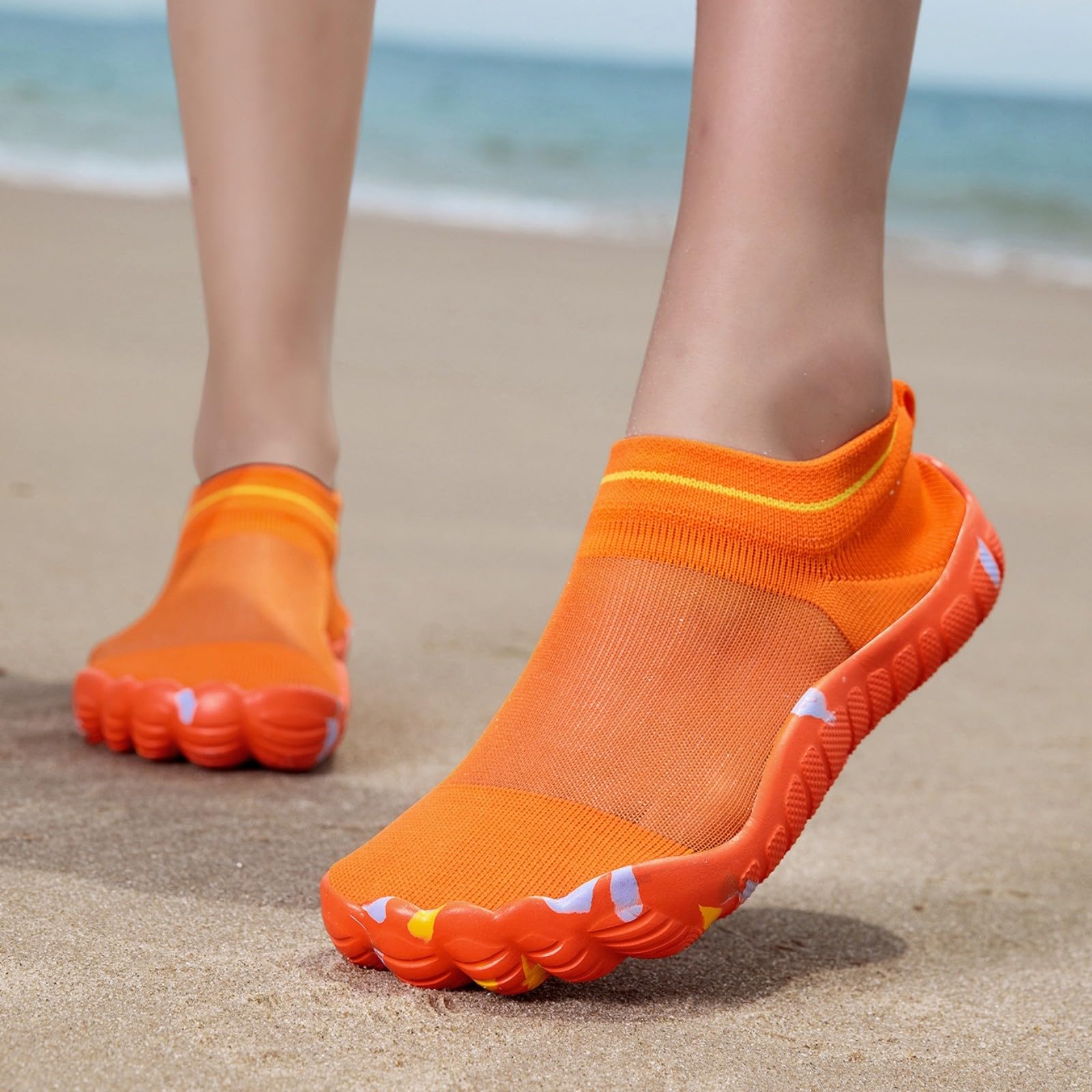Męskie buty do wody na boso, bohema, lekkie skarpety do wody, szybkoschnące, buty do pływania z podeszwą moro, do surfingu na plaży i jogi, pomarańczowy, 38 EU