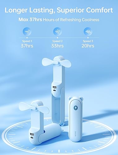 Miniatura 3 de JISULIFE Ventilador de mano con batería de 4500 mAh Powerbank, tiempo de ejecución máximo de 37 horas, ventilador personal plegable alimentado por