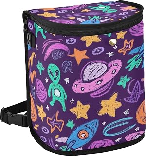 Bolaz Planet Spaceship Alien Car Trash Can with Lid for Back Seat Car Trash Bin Hanging Leakproof Automotive Garbage Can Car Organizer