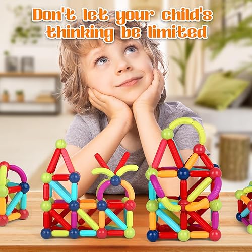 Miniatura 6 de 103 piezas de bloques de construcción magnéticos, palos de construcción magnéticos educativos, juguetes para niños, juego de juguetes magnéticos,