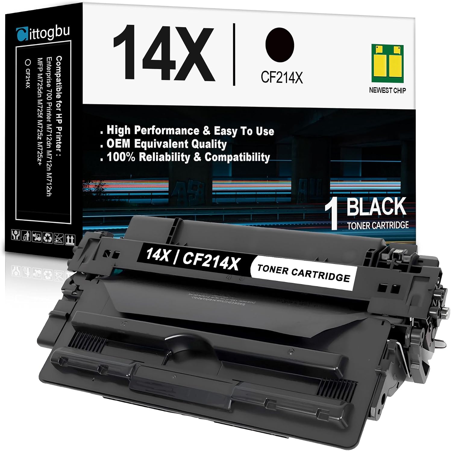 14X Black High Yield Toner Cartridge(1 Pack): Compatible CF214X 14X Toner Cartridge Replacement for HP 14X Enterprise 700 Printer M712dn M712n MFP M725dn M725f M725z M725z+ Printers