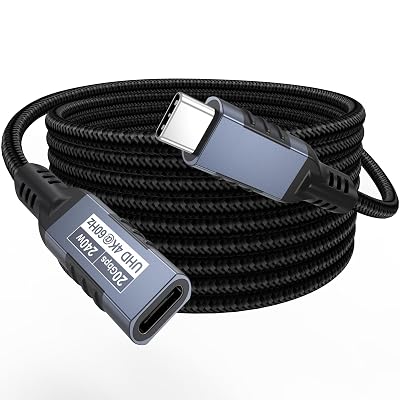 USB C Extension Cable 6ft, 20Gbps/240W/4K@60Hz USBC Extender Male to Female USB 3.2 Type C Charging/Data Transfer Cord Braided for MacBook Air/Pro, PSVR2, Portable Monitor, Hub, Phone