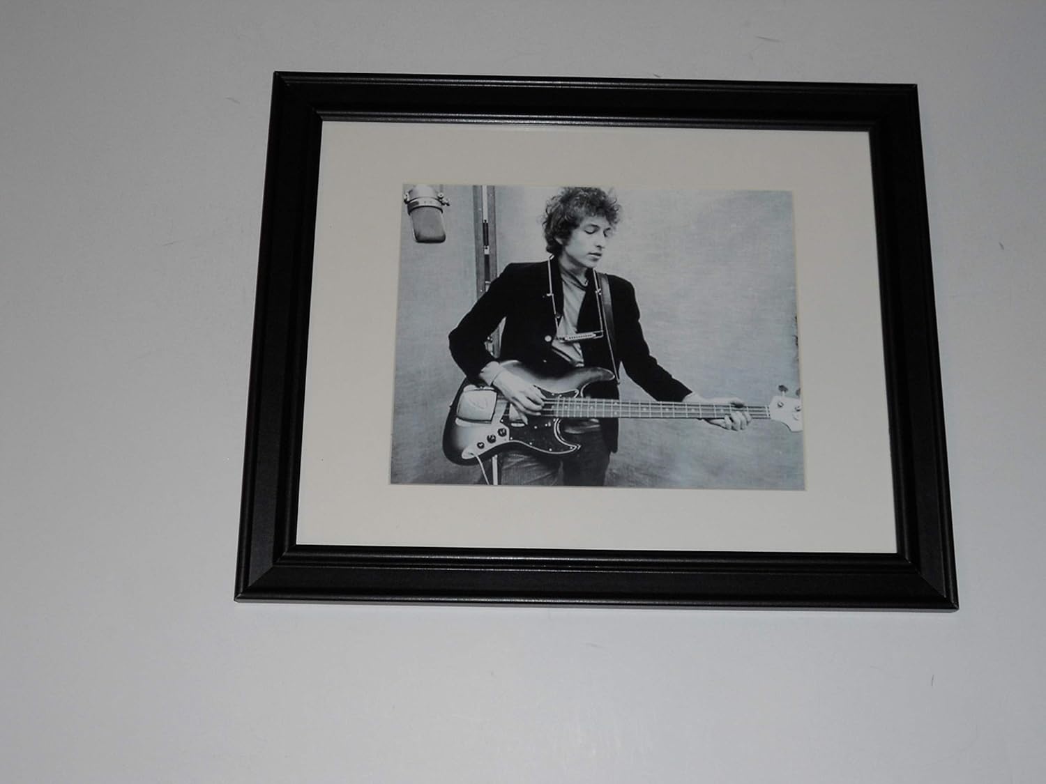 Framed Dylan with Bass Guitar 1964 in Studio, Beautiful! 14" by 17"