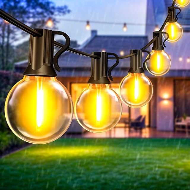 Lichterkette Lichterkette Außen LED Outdoor Strom - 10m Aussen Beleuchtung Balkon Garten Glühbirnen Pavillon Lichterketten Lights Party Terrass — Beleuchtung
