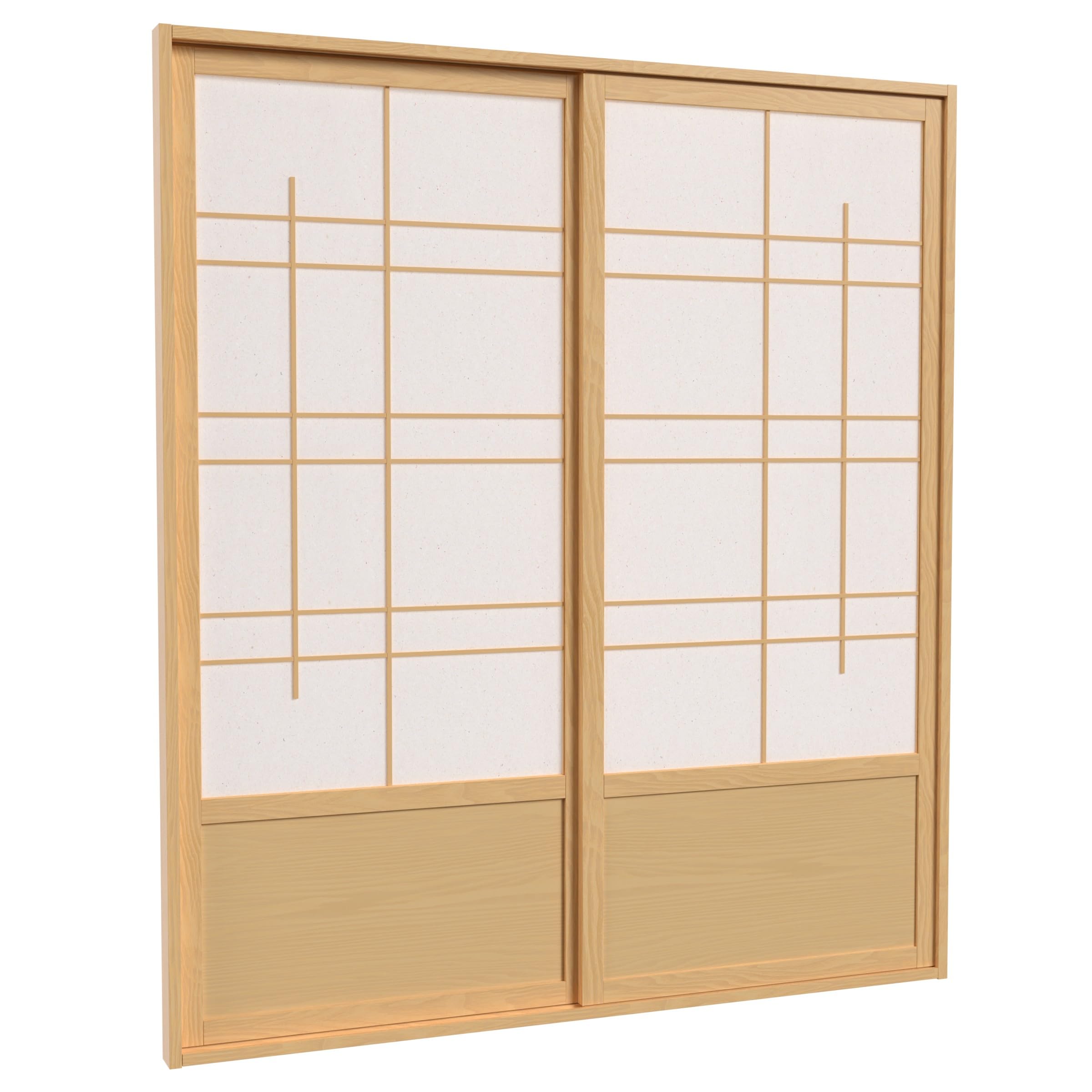 Red Lantern 7 ft. Tall Eudes Shoji Sliding Door Kit (Double - Sided) - Natural
