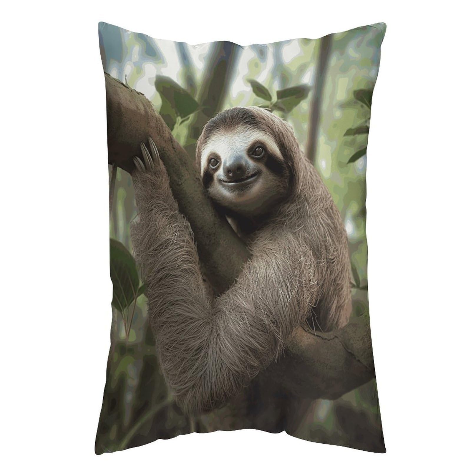 LDGSUPH Sloth Animal Pillow Cases Soft Pillowcase with Invisible Zipper Wrinkle Resistant Pillow Covers Breathable Removable Pillow Protector for Bed Sofa Car 12 "x20