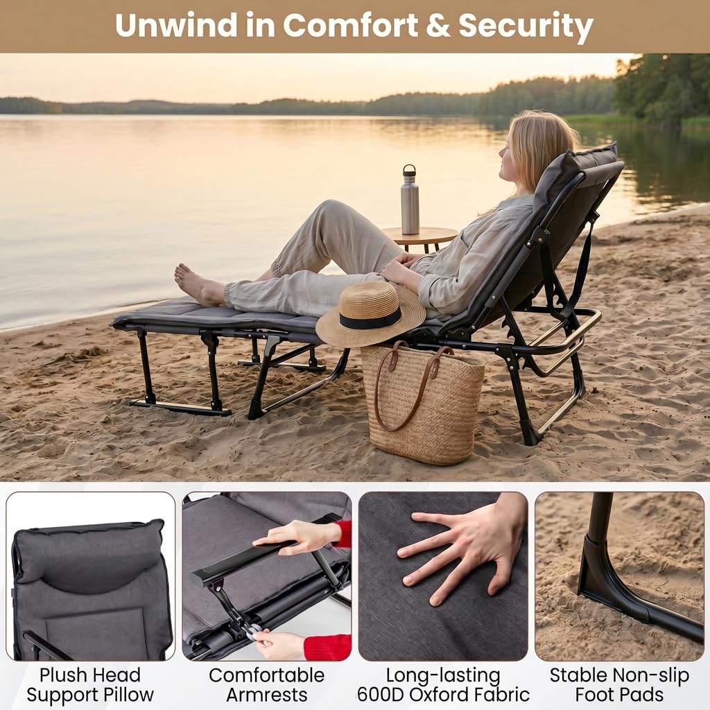 GIANTEX Transat Bain de Soleil Pliable