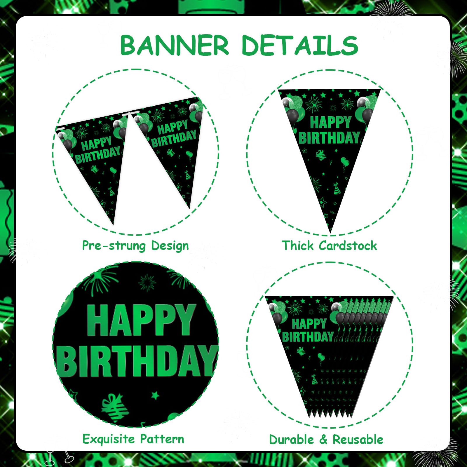 Confezione da 3 bandierine per 21° compleanno, 36 bandiere triangolari bianche e dorate, decorazioni per 21° compleanno, striscione per uomini e donne, forniture per feste a tema anniversario di