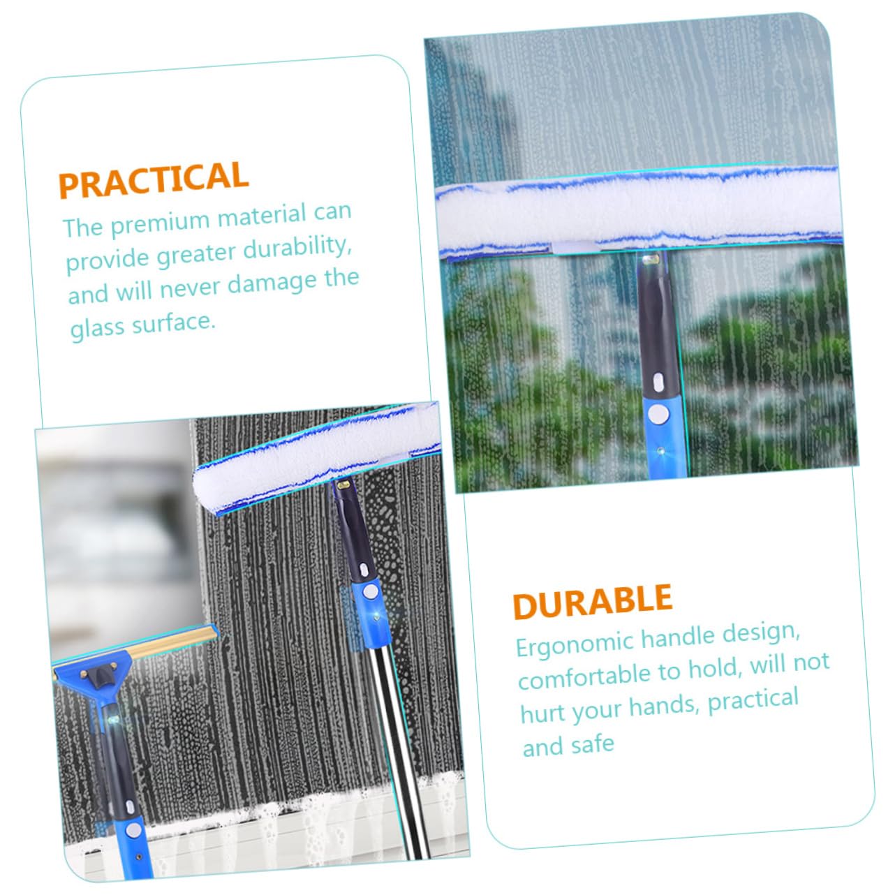 Mikinona 1 Juego Limpiacristales con Mango Extensible y Paño de Microfibra Kit para Limpieza de Ventanas Puertas Correderas y Cristales de Ducha Herramienta Práctica y Ligera para Hogar