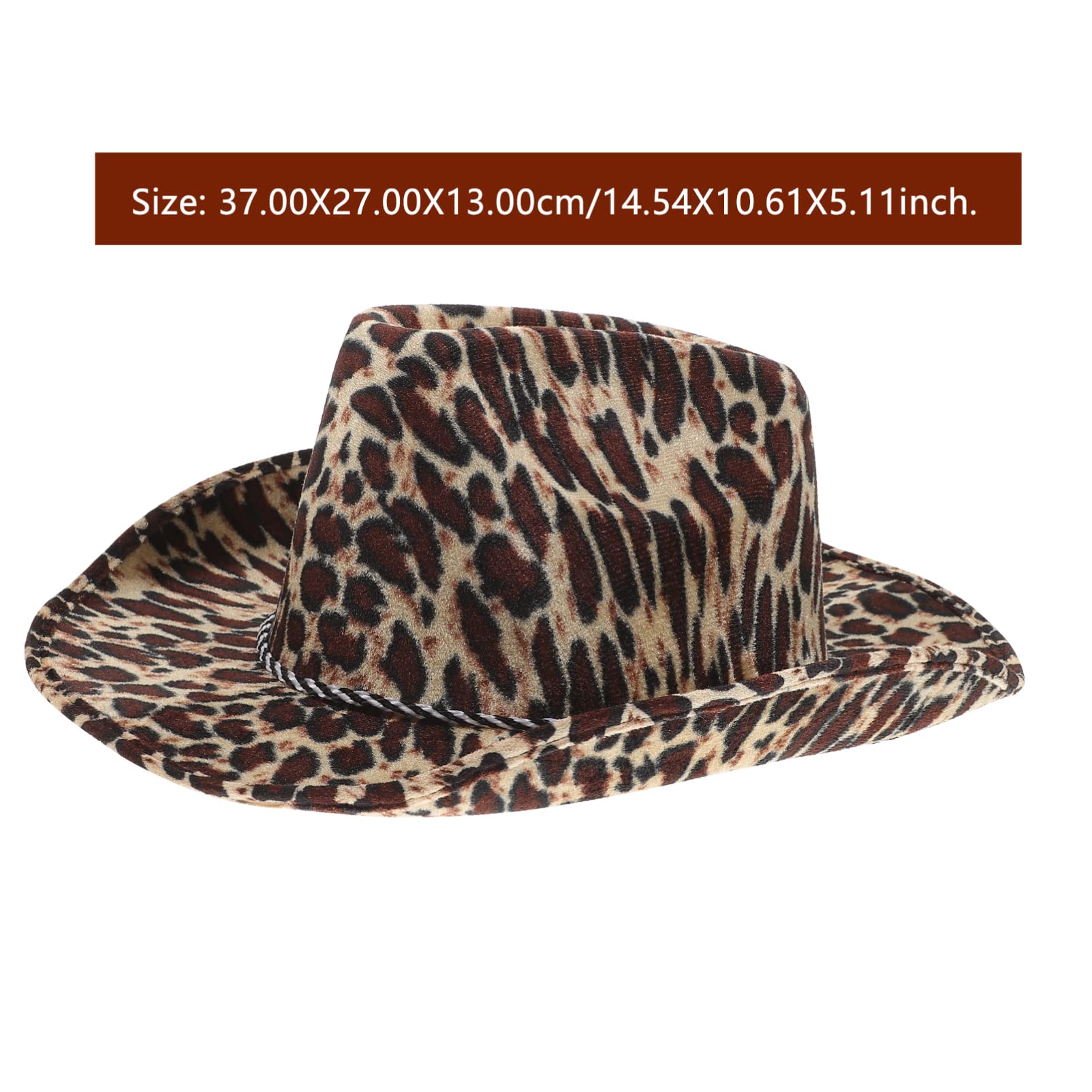 Zerodeko Cappello da cowgirl leopardato per uomo e donna, con motivo leopardato, per carnevale, cosplay e spettacoli teatrali