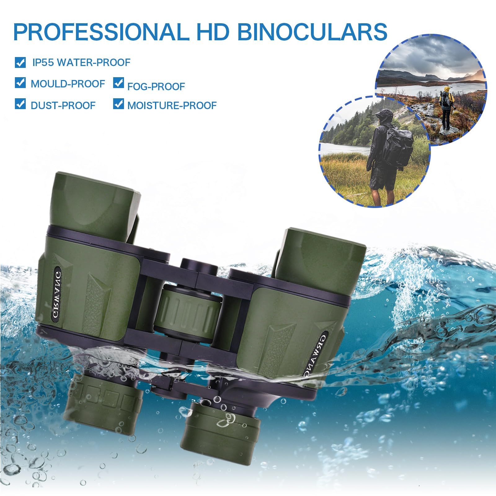 Prismáticos profesionales HD de 10 x 40 para adultos y niños, binoculares a prueba de golpes con lente BAK4 FMC, visión grande y binoculares impermeables, perfectos para observación de aves, deportes, caza, regalos 7