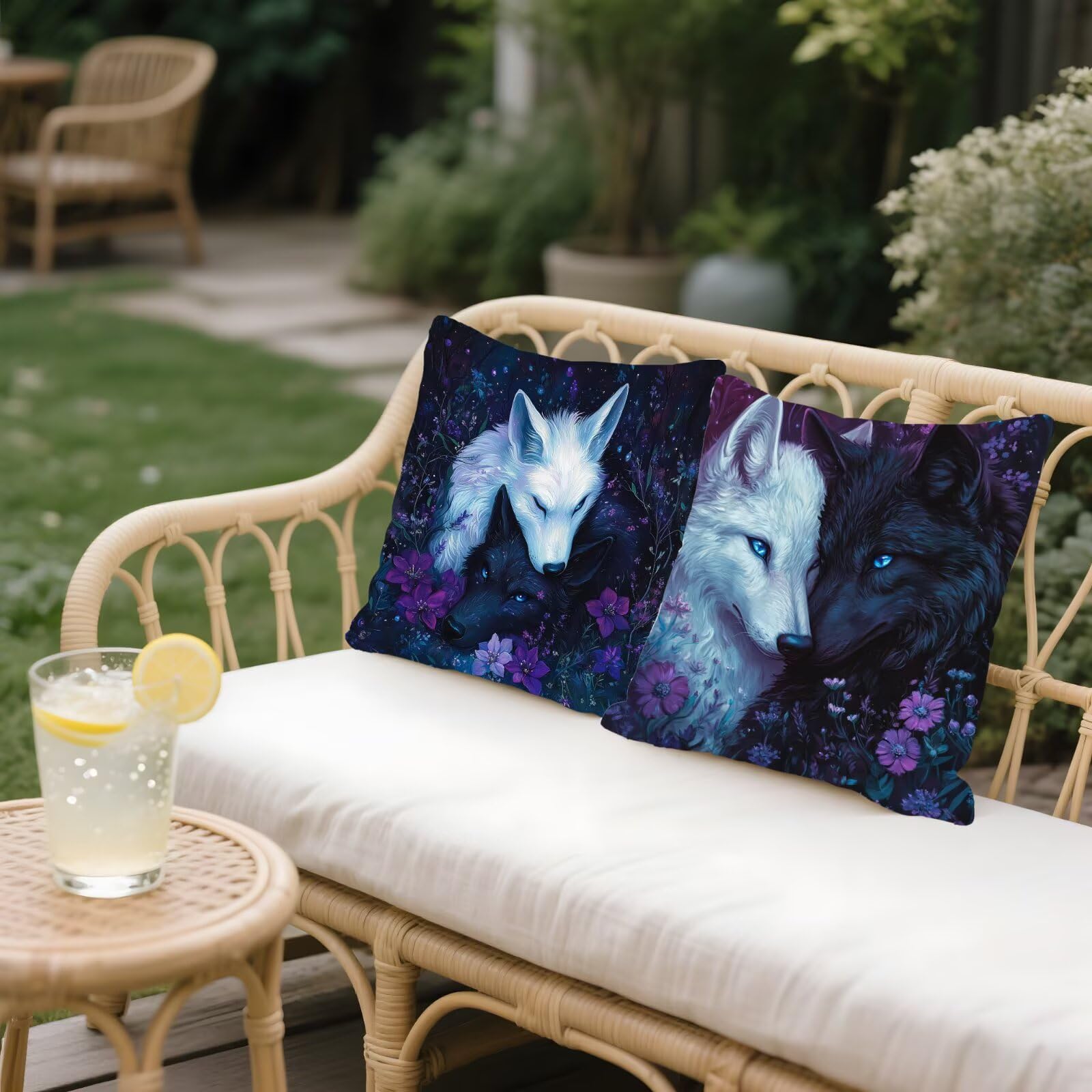 Cojines Sofa Fundas Cojines 50x50cm SúPer Suave Cojin En blanco y negro Lobo Juego de 4, Fundas Almohada Impermeable Exterior, Interior Y Exterior Cojin Decorativos, Para SalóN Regalos NavideñOs P-211