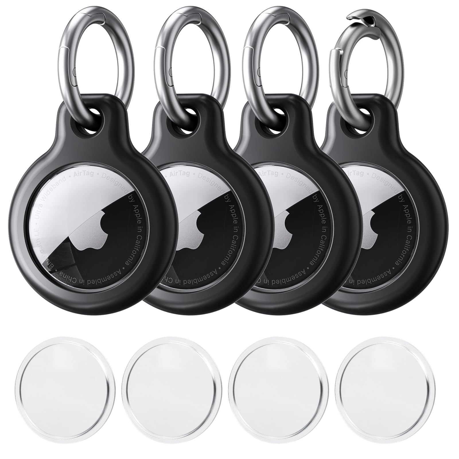 SPGUARD Air-Tag Holder 4 Pack, Air-tag Keychain Holder,Waterproof Shockproof & Dustproof Air-Tags Mental Key Chain Ring, Air-tag Accessories for Item Finders Case for Pets,Kids,Luggages,Key