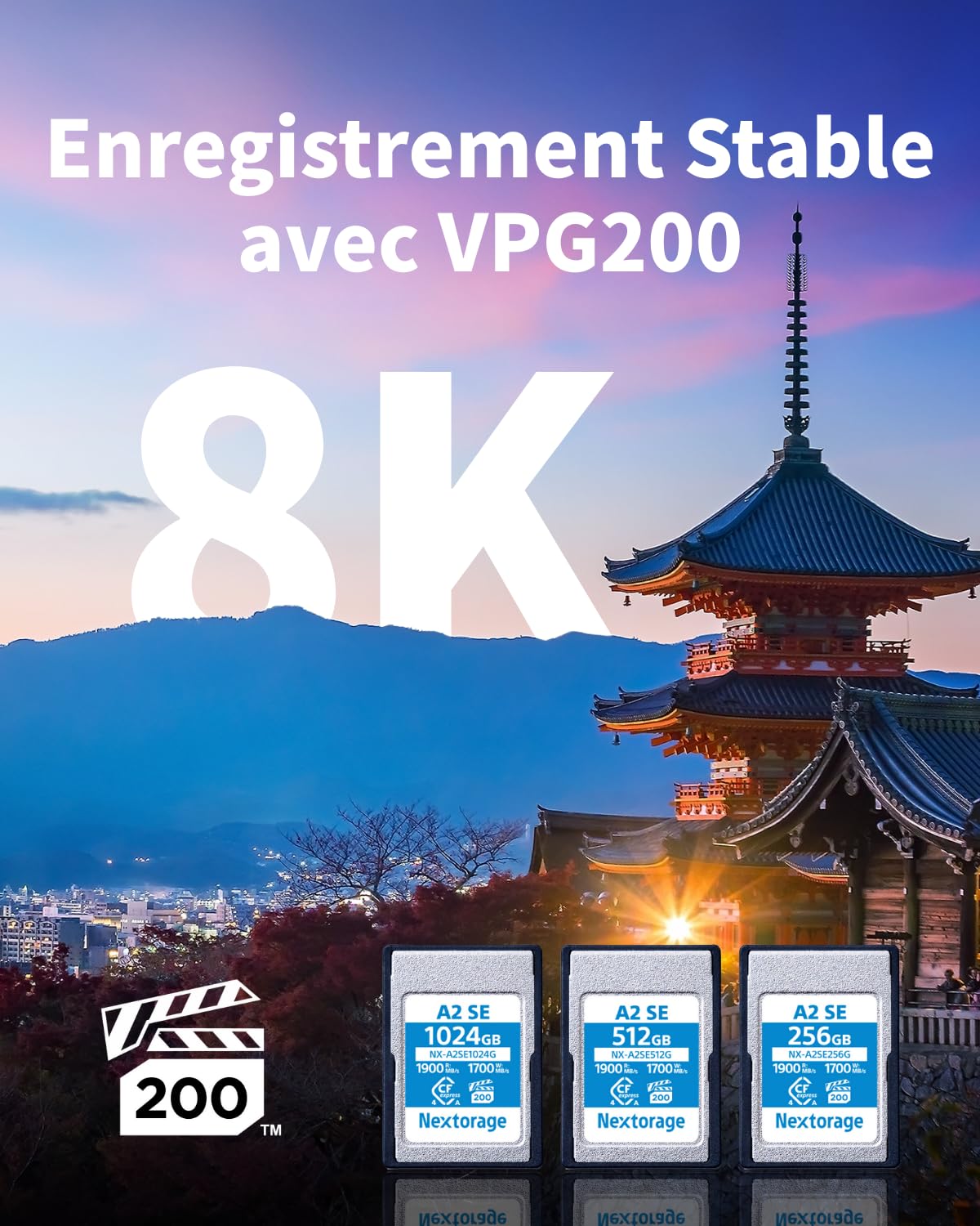 Nextorage CFexpress Type A 256Go Carte mémoire VPG200 Japonaise pour Sony Fujifilm A2SE NX-A2SE256G