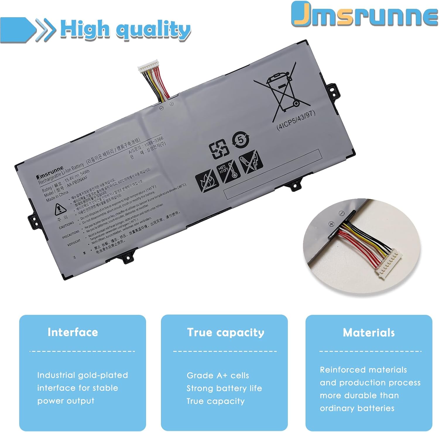 54Wh AA-PBSN4AF PBSN4AF Battery Replacement for Samsung NP930SBE NP930SBE-K01CN NP930SBE-K03CN NP930SBE-K02HK NT930SBE NT930SBE-K38 NP730QDA NP730QDA-KA1US NP730QCJ NP730QCJ-K01US 15.4V
