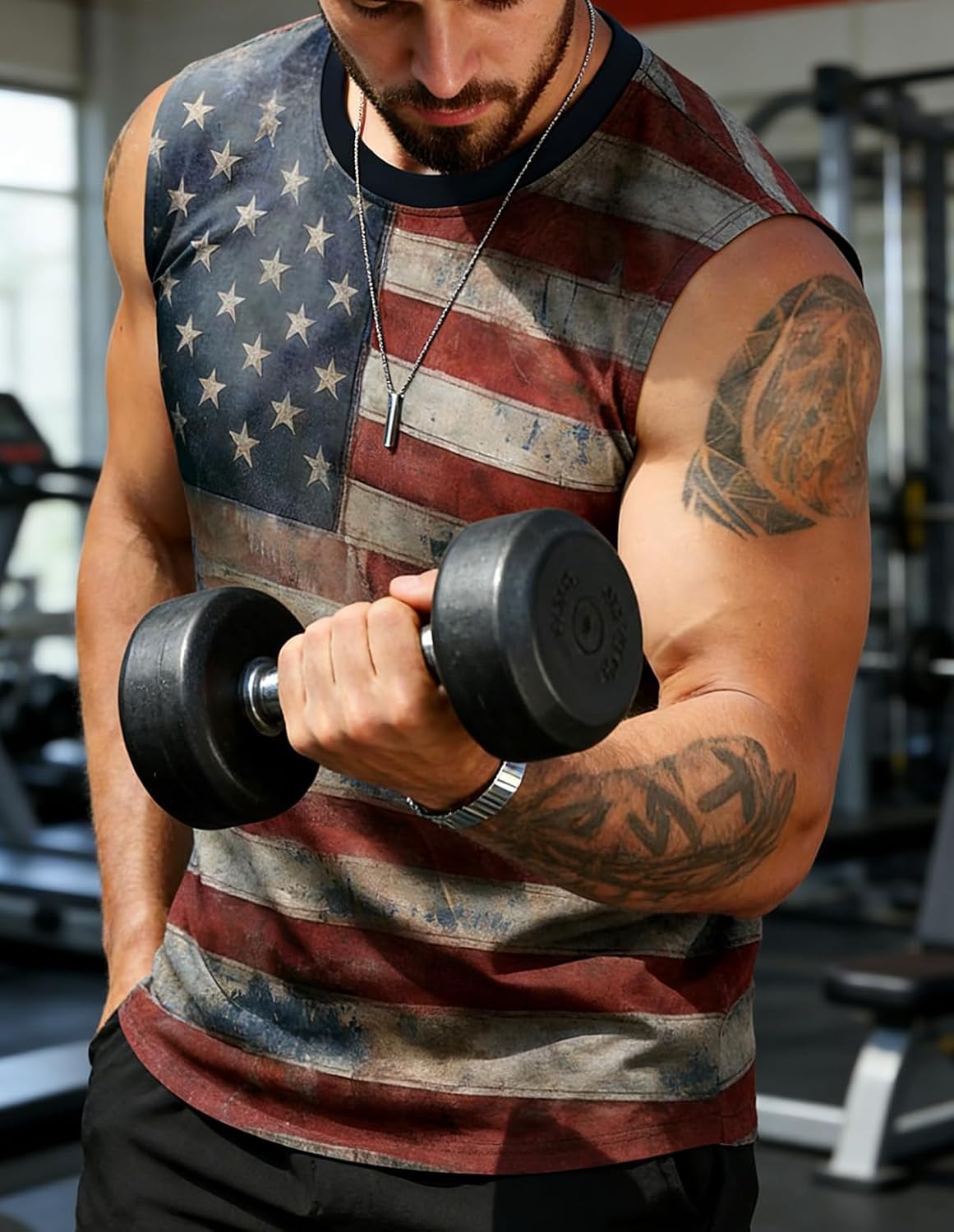 Mens 4th of July Tank Top 1776 American Flag Patriotic Shirts Workout Muscle Sleevelees Tops