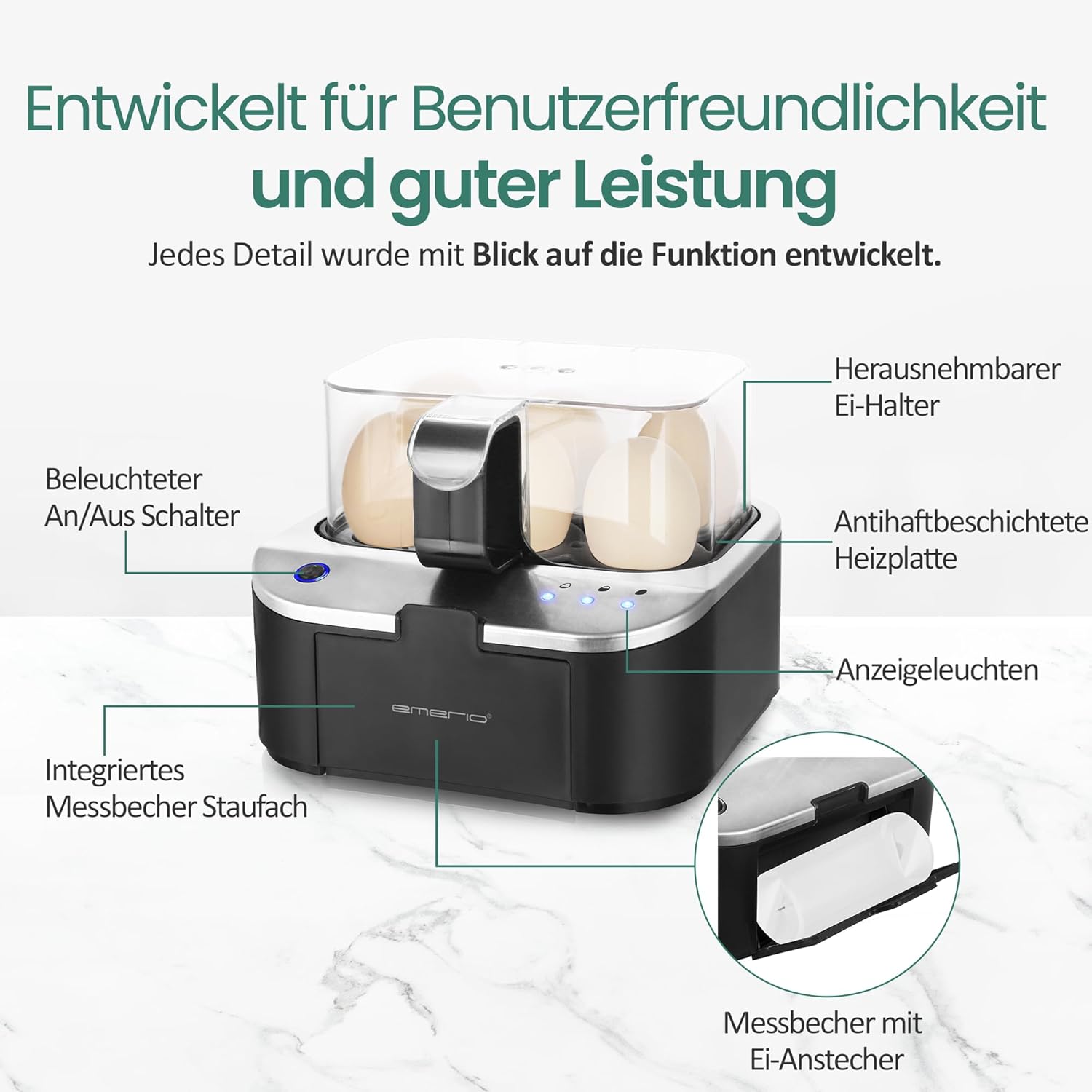 EMERIO Talking Egg Cooker felülnézet