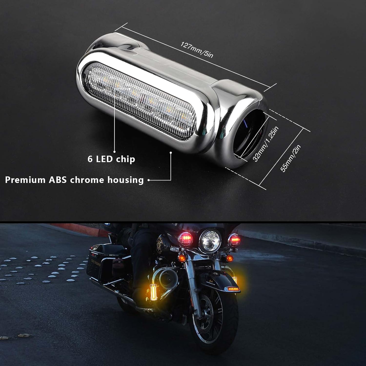 Motorcycle Highway Lights,Dream Color Crash Bar Lights Switchback Driving Light Compatible with Harley Road King (GY-WY-RGB-B)