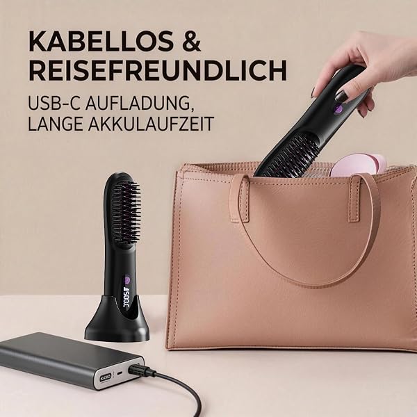 Luma Bliss Styling Bürste,Cefryna Stylingbürste für kurze Haare - Kompakte Rundbürste für Pixie & Bob mit Volumen, kabellos & schonend in 2 Min. gestylt - 5