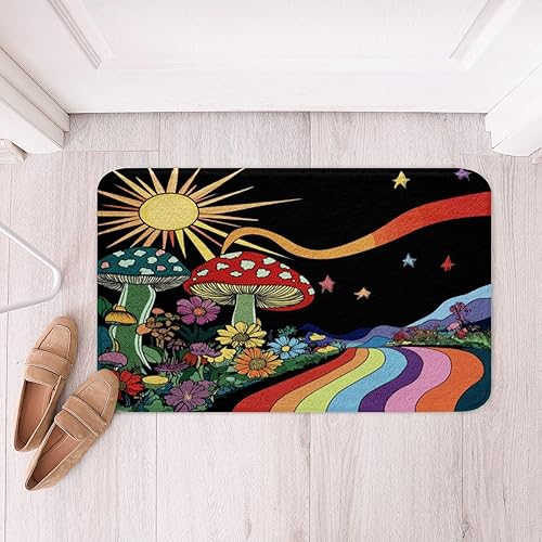Miniatura 4 de Erosebridal Trippy - Alfombras de hongos con diseño de hongos, diseño floral, esponjosas, de arcoíris, a rayas, para interiores, de 16 x 24