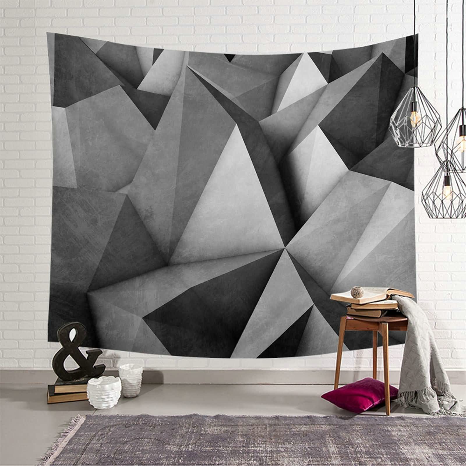 Tapiz de pared KnSam con diseño tridimensional geométrico en poliéster lavable gris