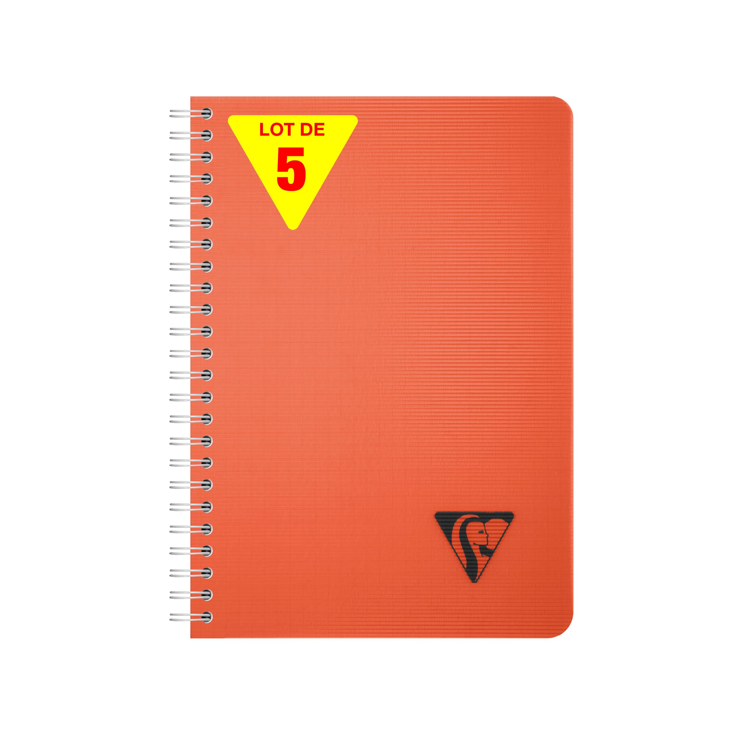 Clairefontaine 327503CPack LiniColour ESSENCE Set of 5 Spiral Notebooks A5 14.8x21cm - 180 Small Squares Pages White Paper 90g Clear Polypro Cover Garance Red