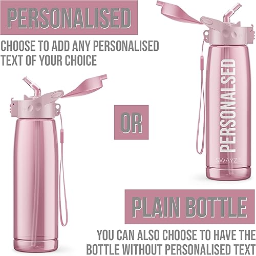 Miniatura 2 de Botella de agua personalizada con pajita de 22.3 fl oz, botellas de agua escolares para niños y niñas, botella de gimnasio, sin BPA, para ciclismo,