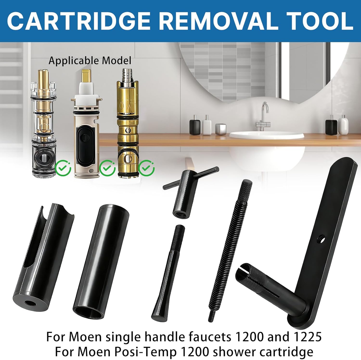 999150 Cartridge Extraction Tool for 1200/1222/1225 Faucet Shower Valve, Cartridge Removal Tool, Rust Resistant & Durable Shower Cartridge Removal Tool